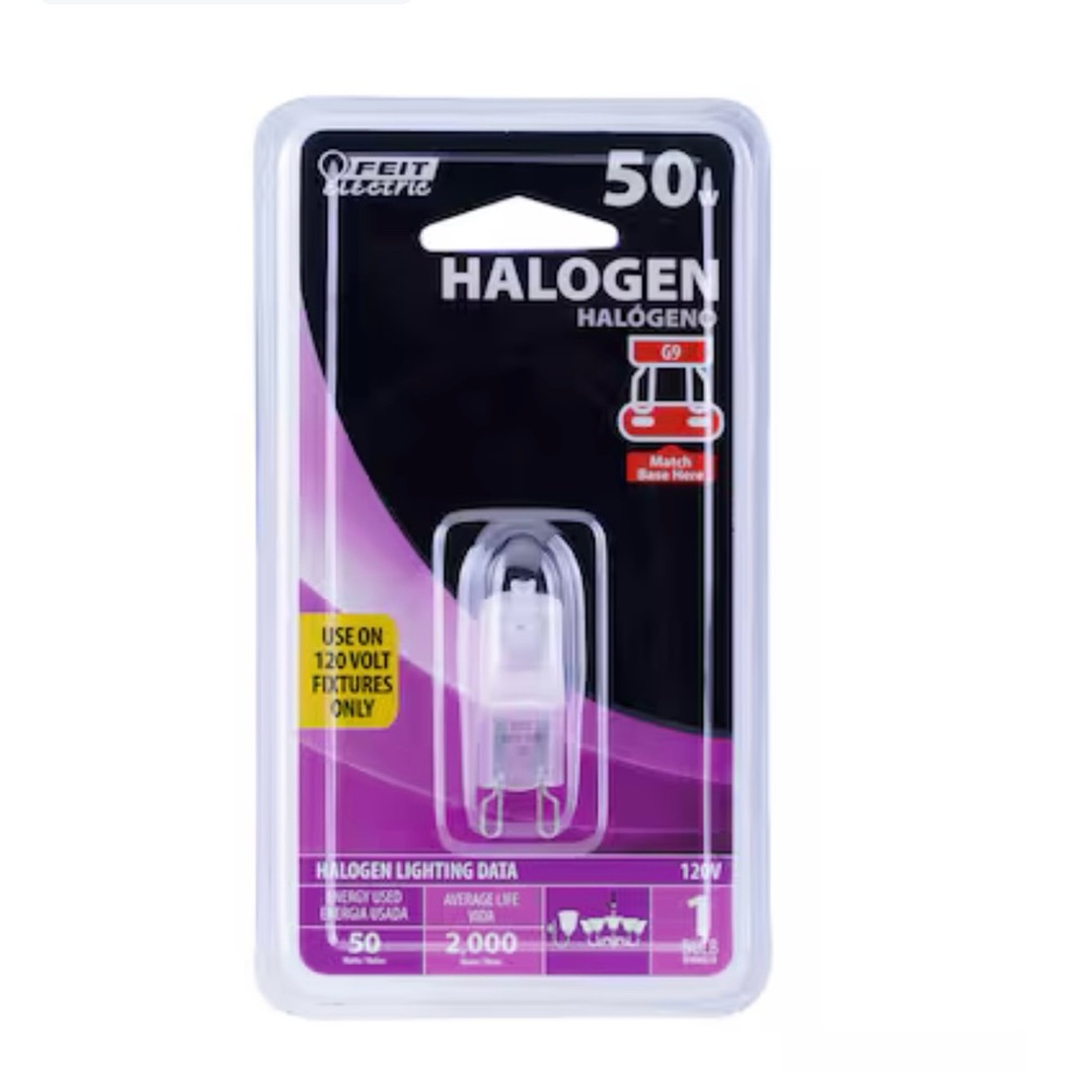 Feit Electric 50 Watt EQ T4 Bright white G9 pin base Dimmable Halogen Tube Bulb